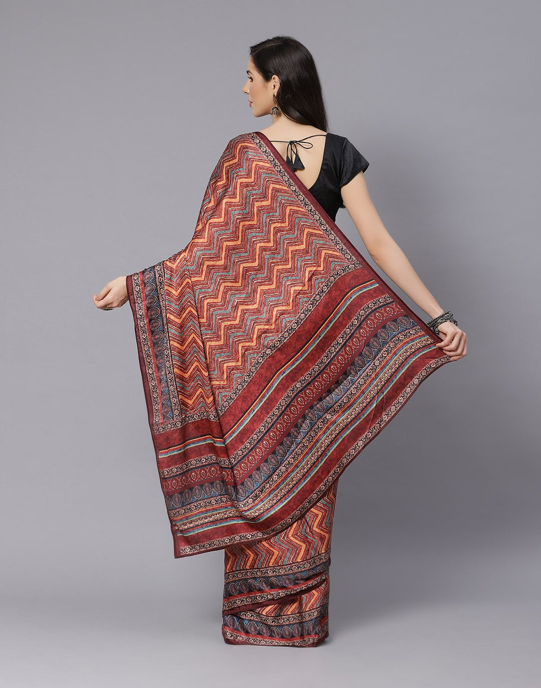 Digital Floral Satin Printed Saree
