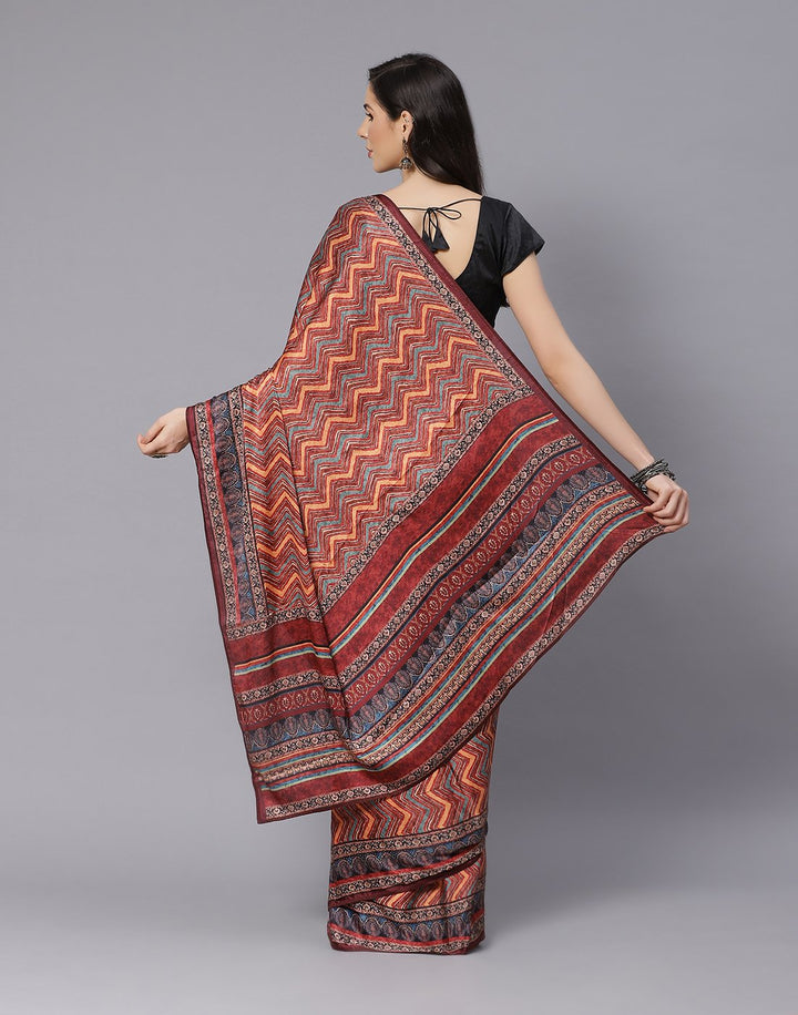 Digital Floral Satin Printed Saree