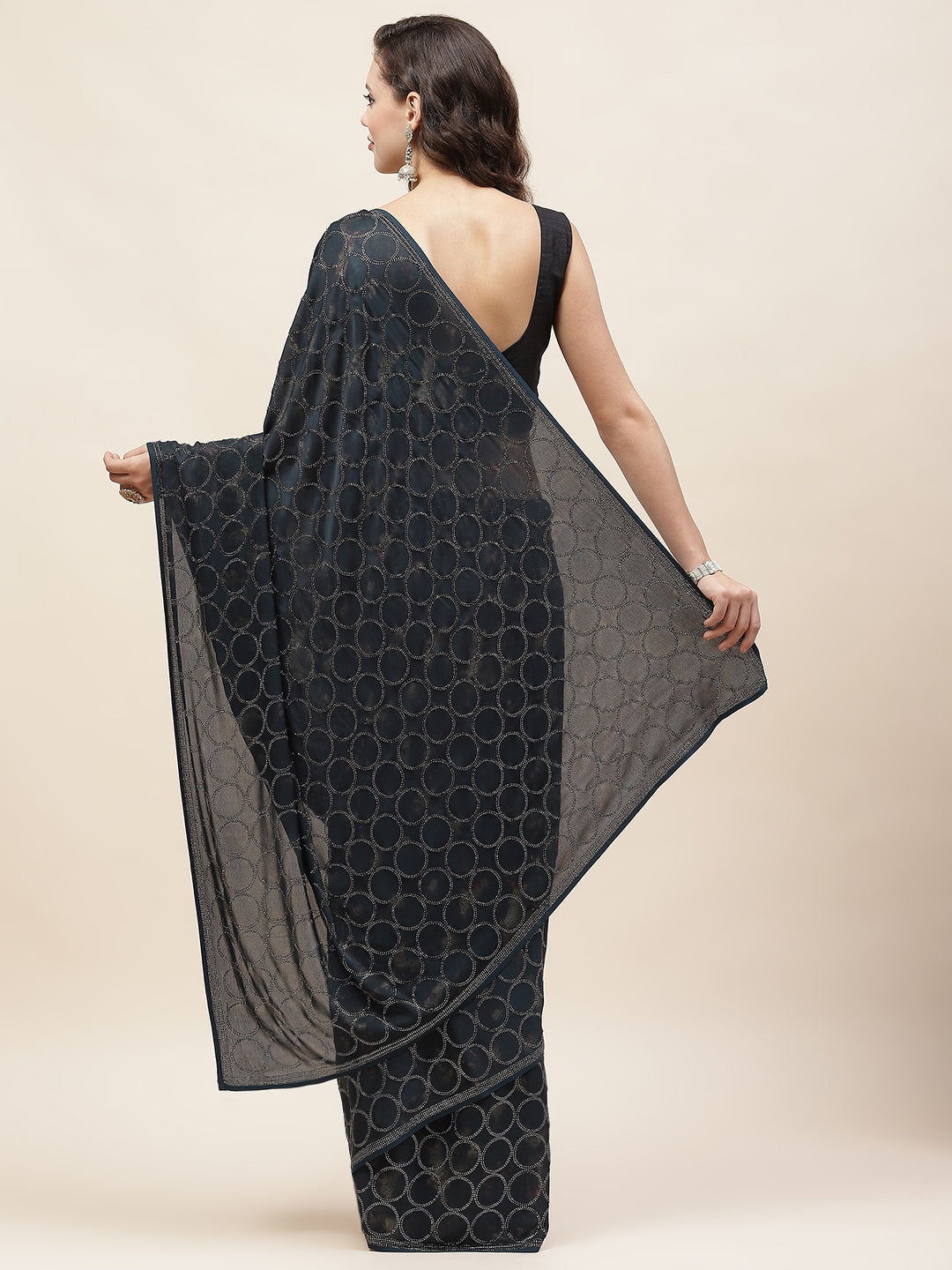 Embellished Stone Satin Saree