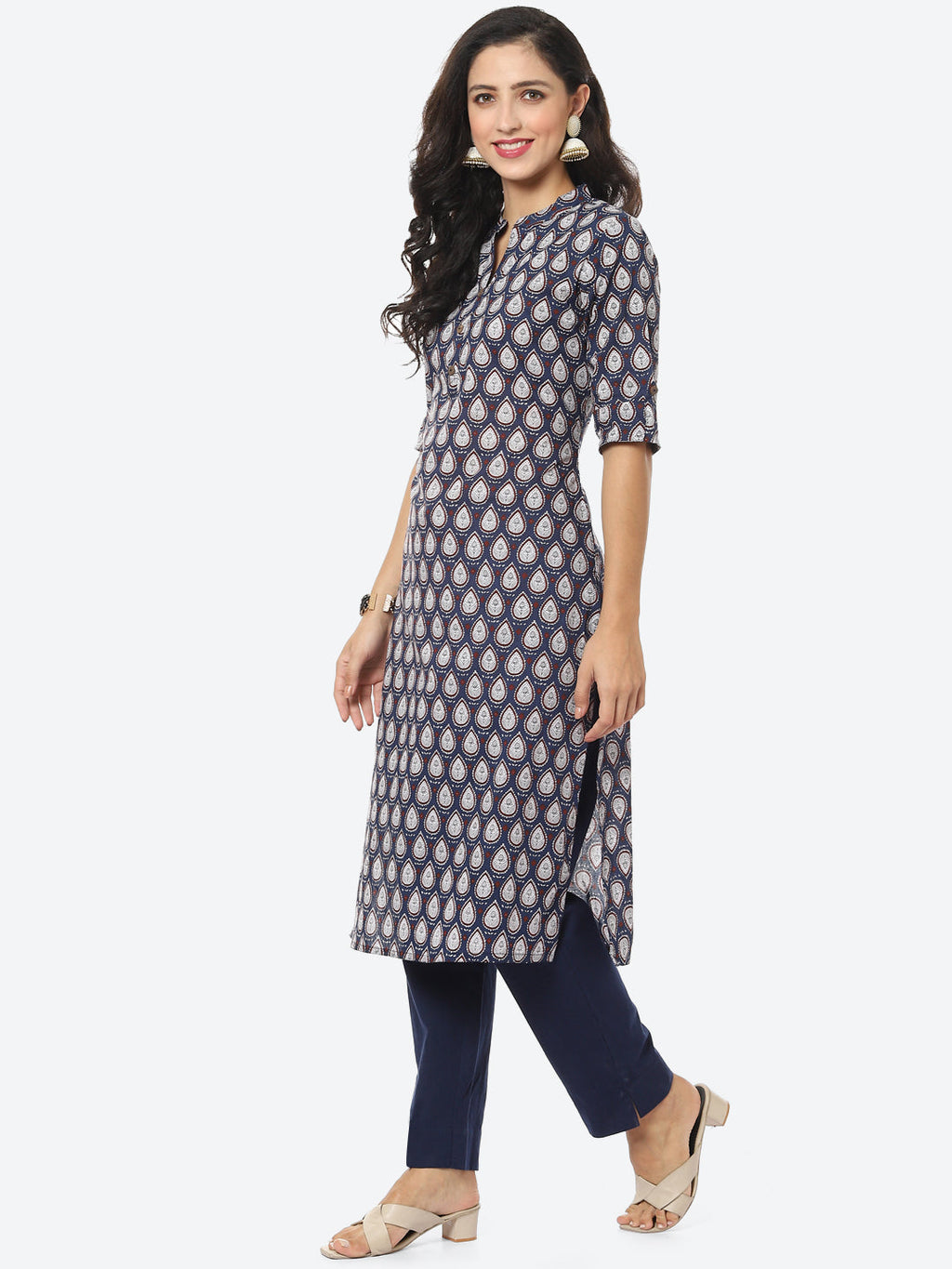 Blue Printed Cotton Kurti