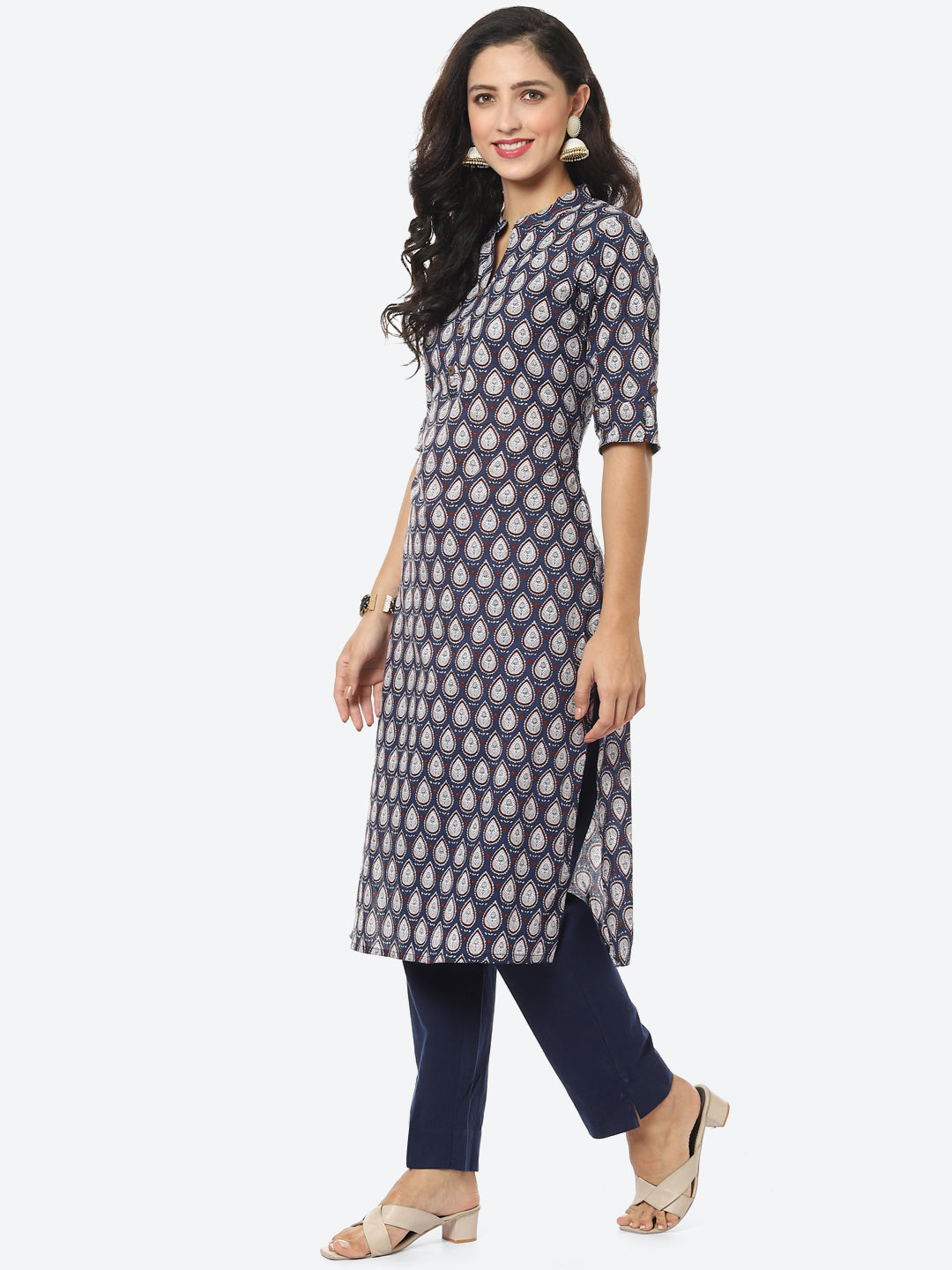 Blue Printed Cotton Kurti