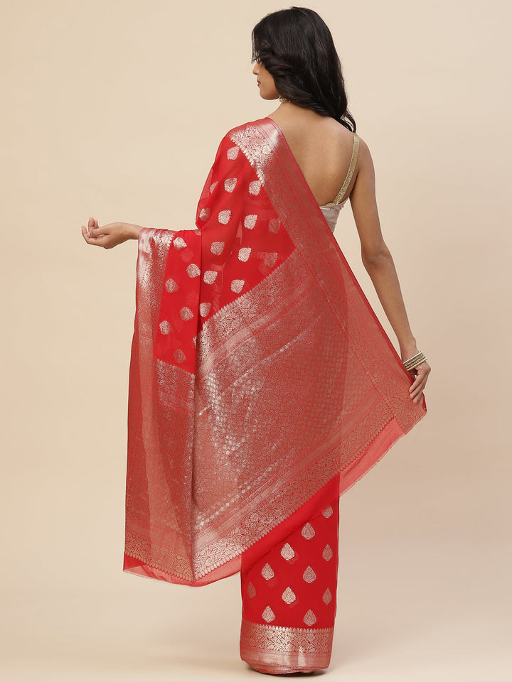Zari Booti Chiffon Plain Saree