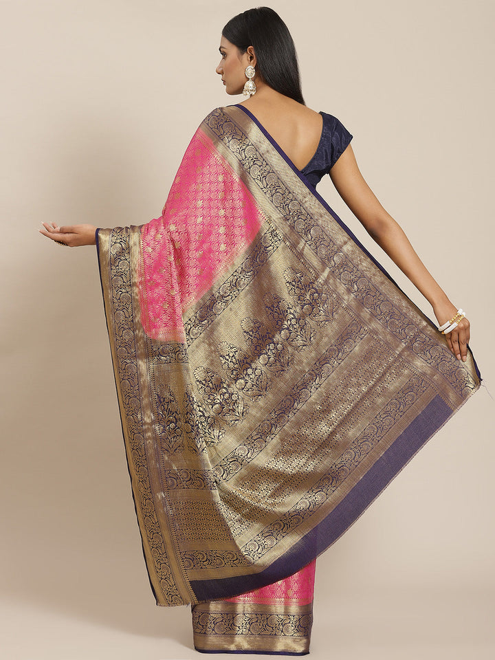 Brocade Zari Booti Art Handloom Woven Saree