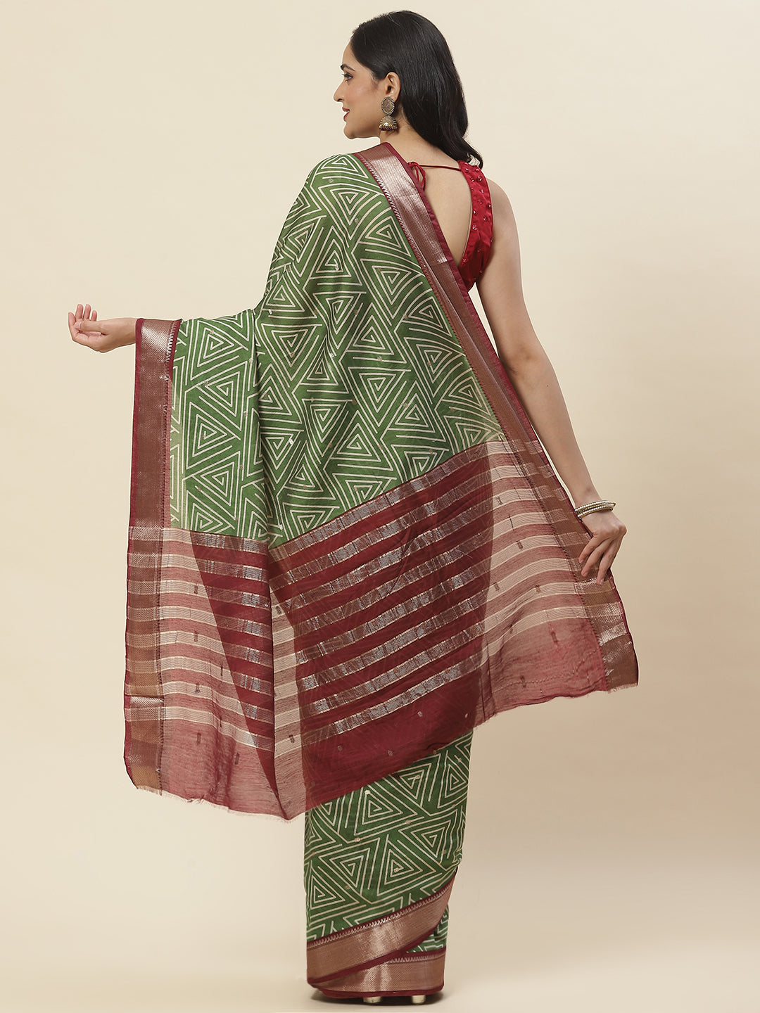 Geometric Printed Handloom Woven Saree