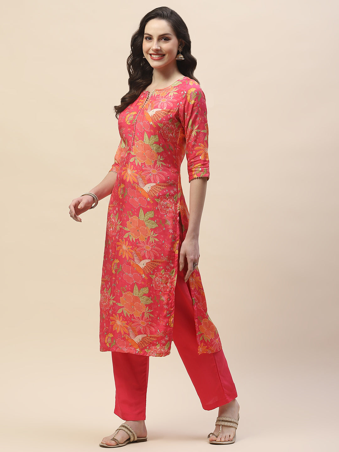 Printed Cotton Kurta With Pants