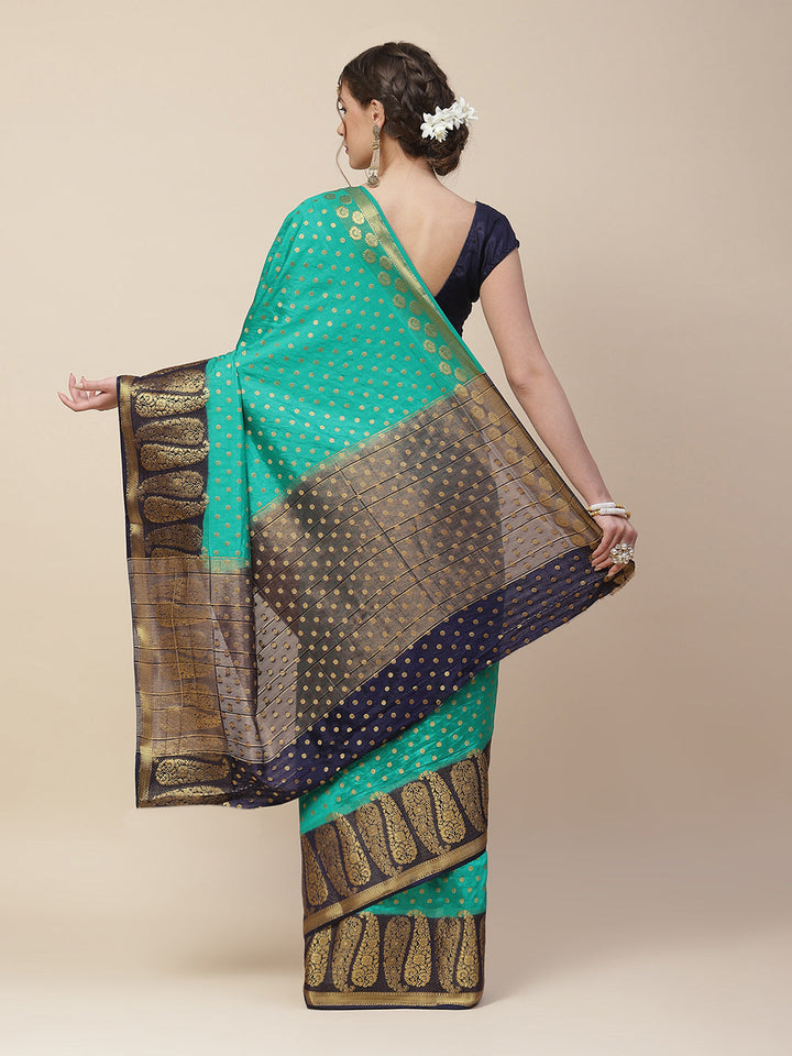 Zari Border Booti Art Handloom Woven Saree