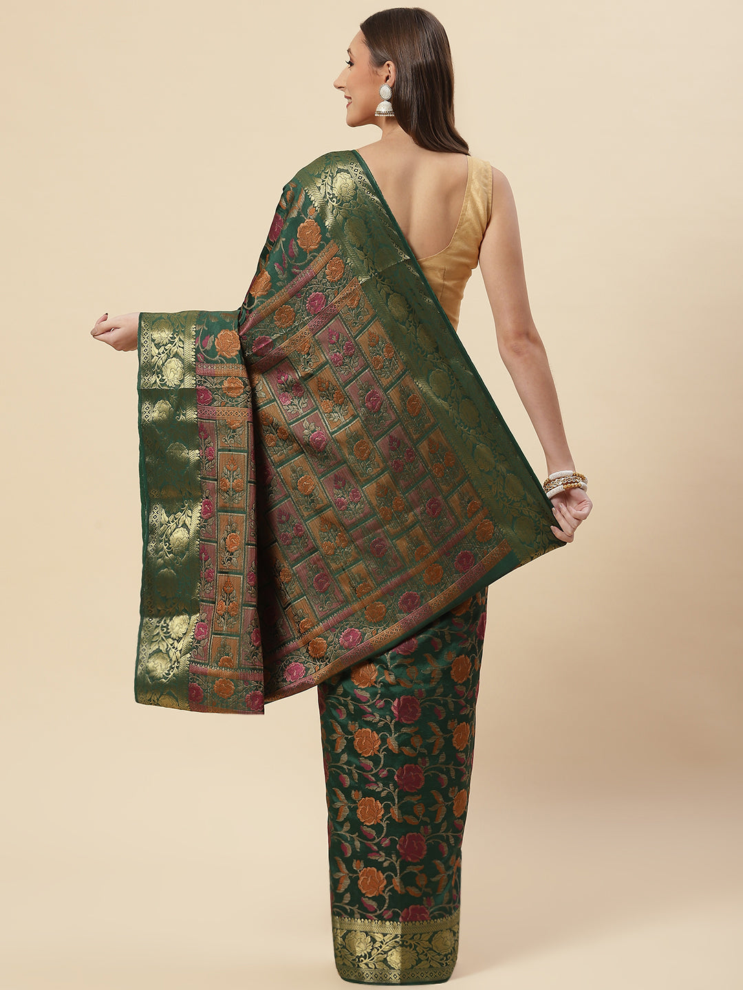 Floral Zari Jaal Handloom Woven Saree