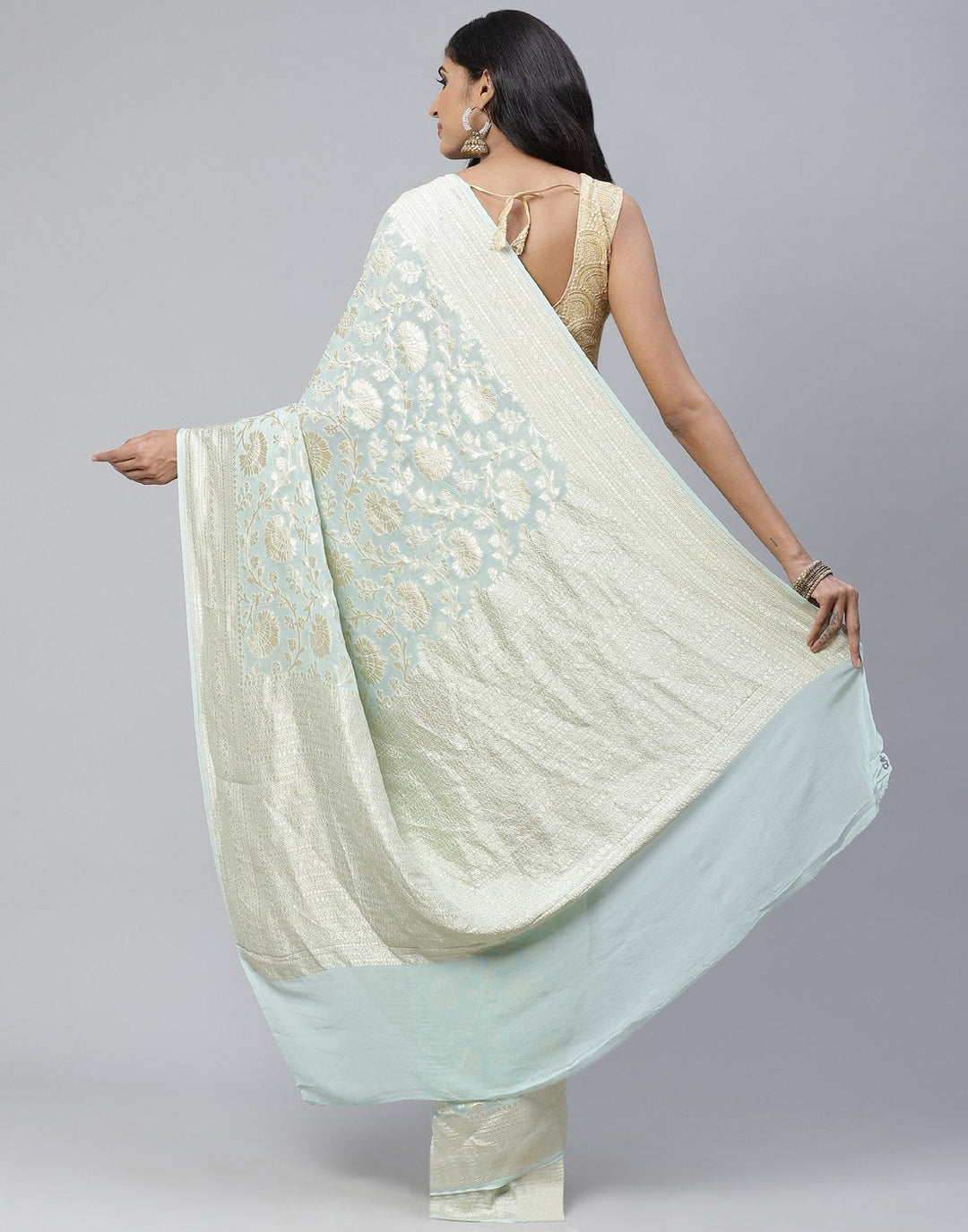 Light Pink Khadi Banarasi Jaal Saree