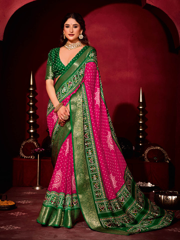 Bandhani Printed Art Silk Saree