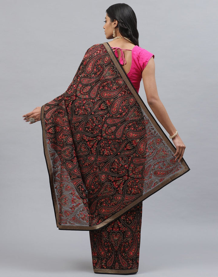 Georgette Saree With Kashmiri Work