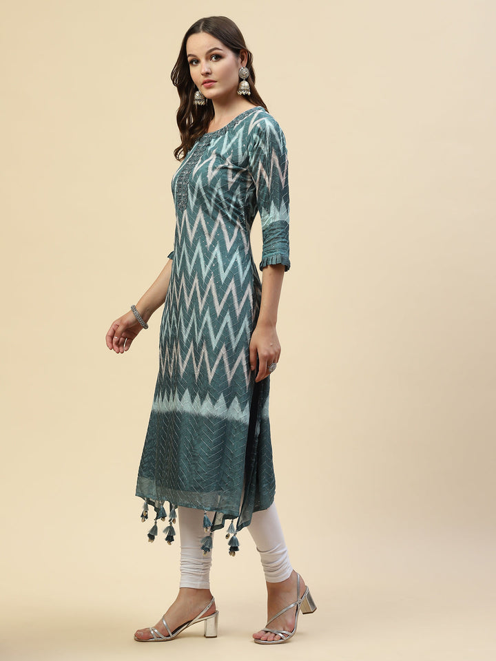 Resham Mirror Chiffon Kurta