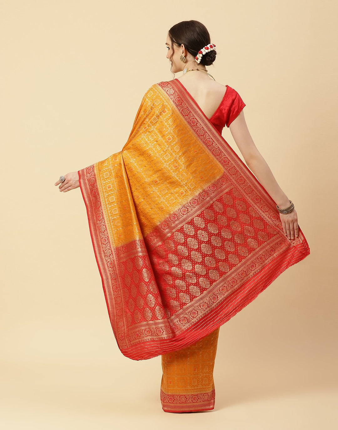 Woven Zari Jaal Art Handloom Saree