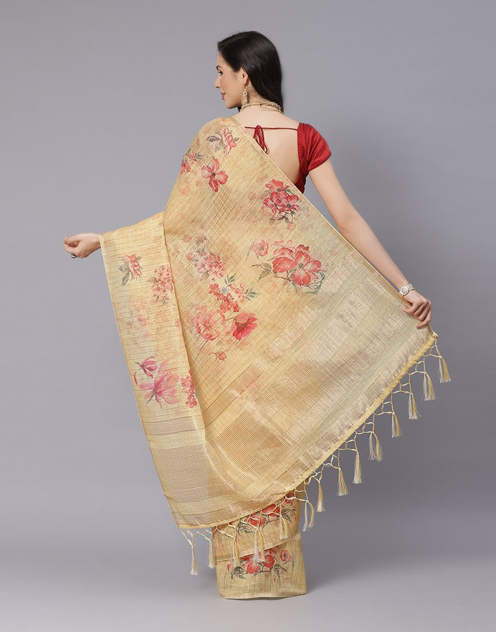 Digital Floral Linen Printed Saree