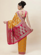 Floral Zari Jaal Georgette Plain Saree