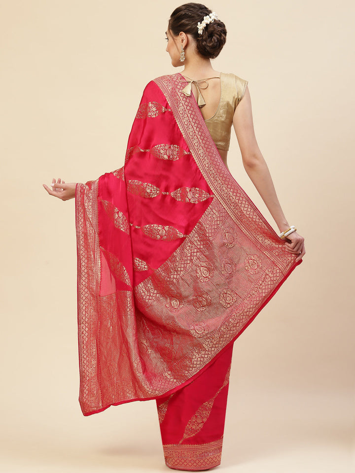 Zari Jaal Satin Woven Saree