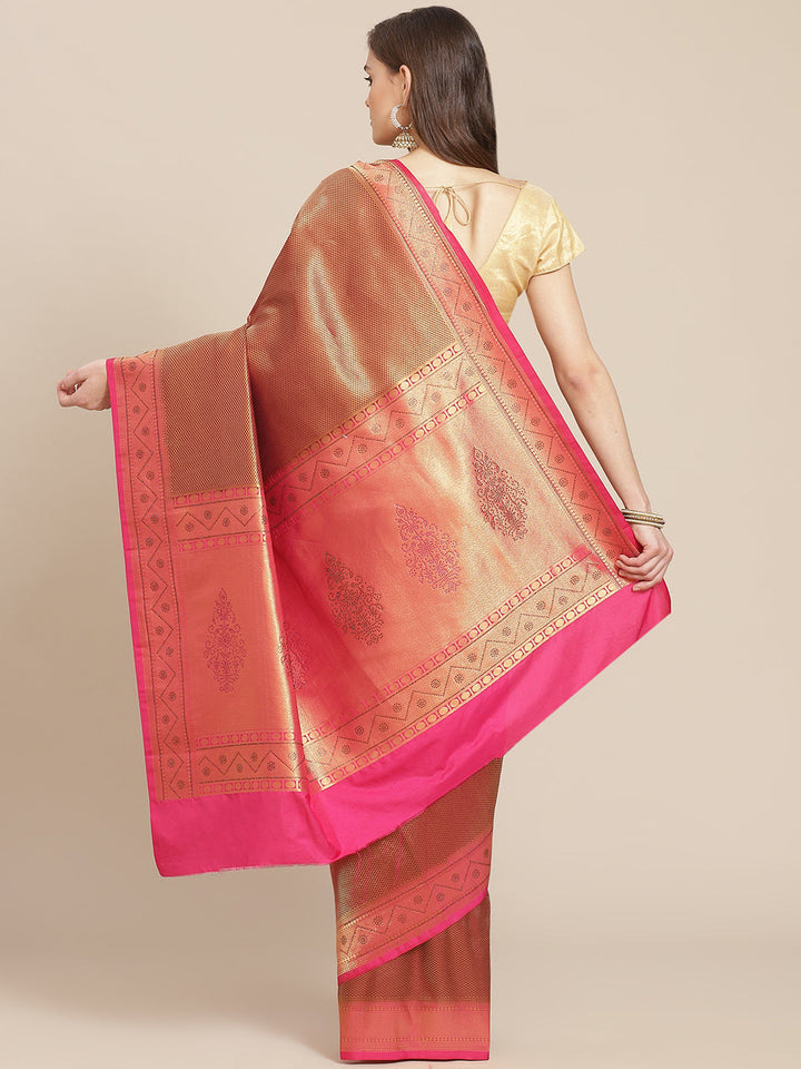 Brocade Art Handloom Saree with Stone Booti