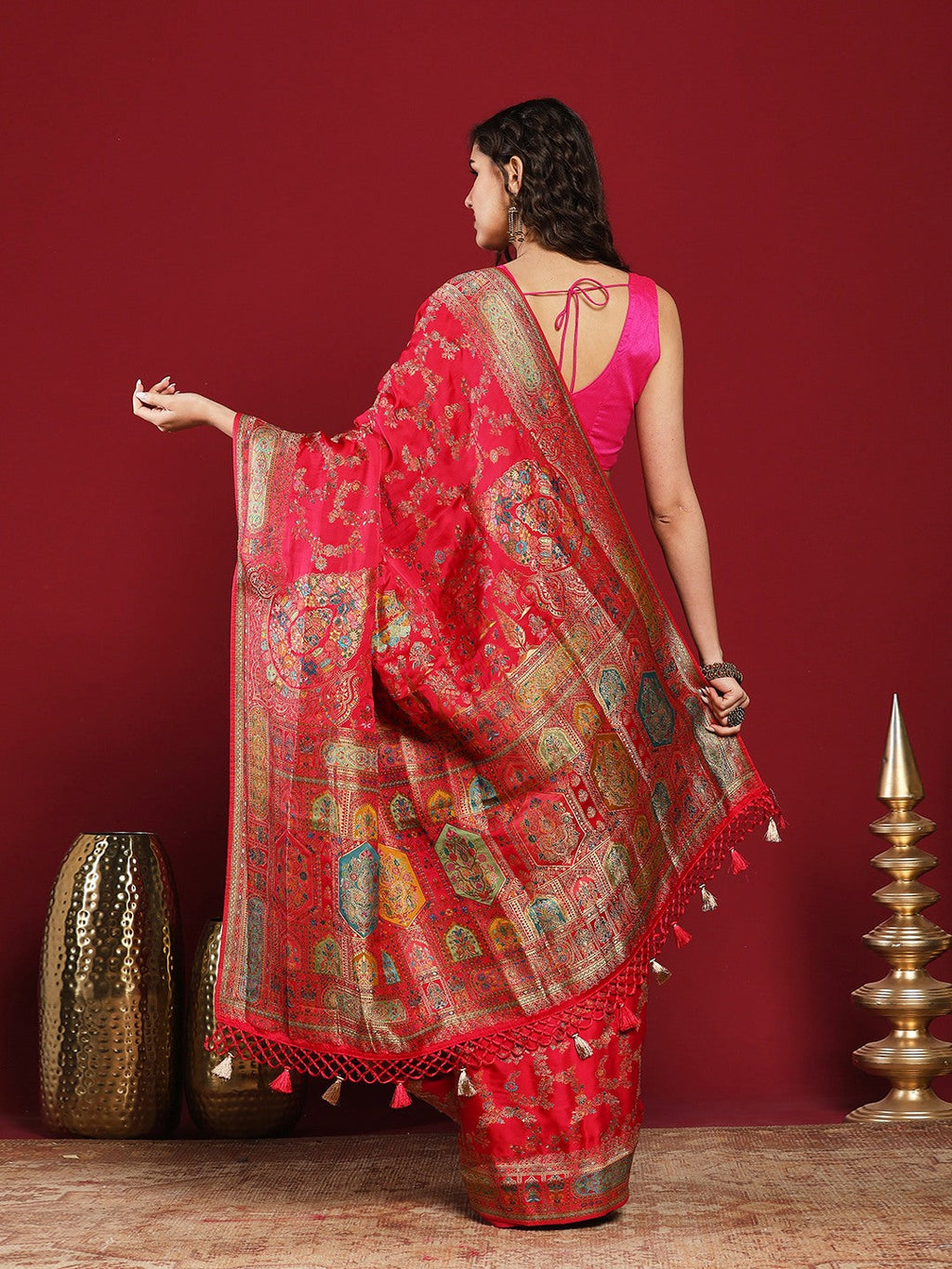 Woven Design Satin Saree