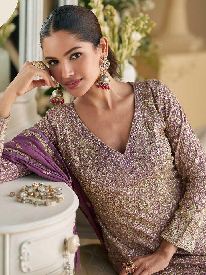 Embroidered Georgette Suit With Pant &amp; Dupatta
