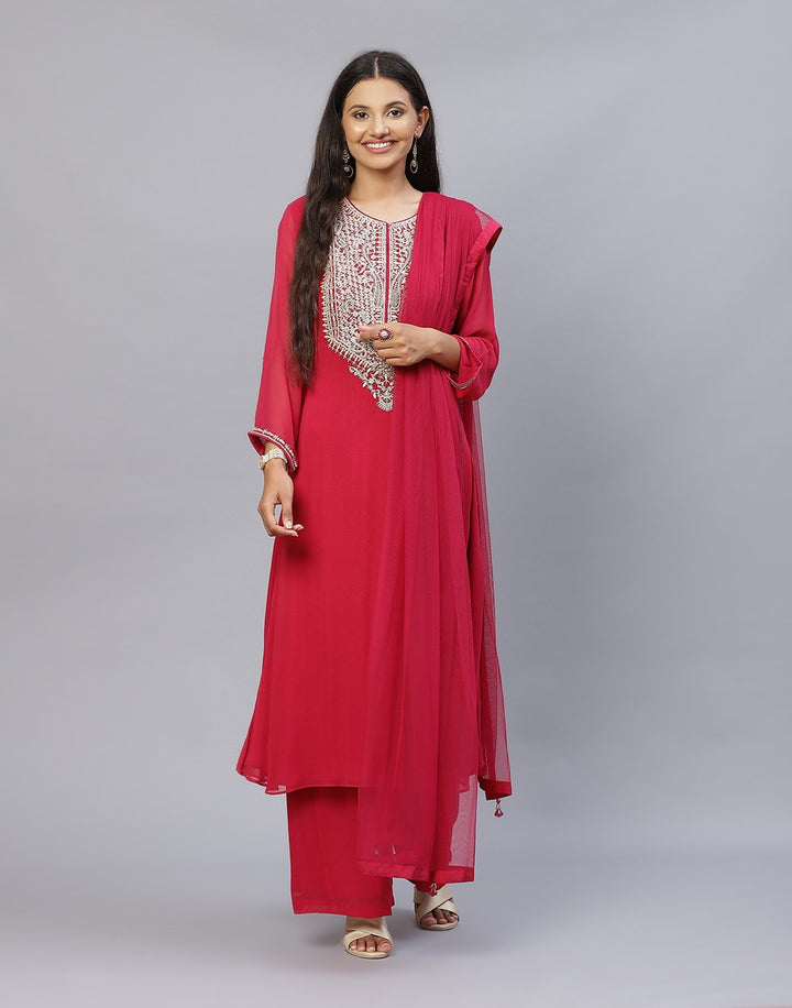 Georgette Kurti Palazzo with Dupatta