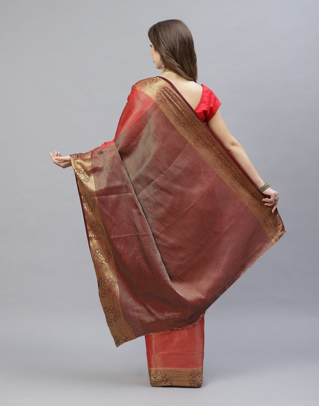 Jacquard Zari Border Art Handloom Woven Saree