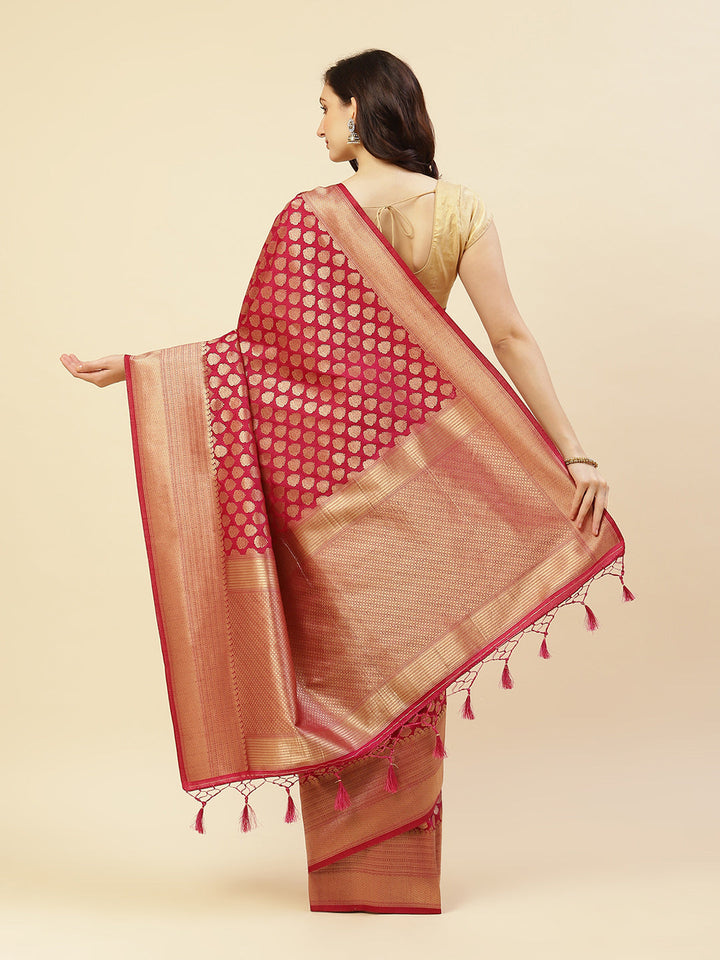Zari Booti Border Woven Art Handloom Saree