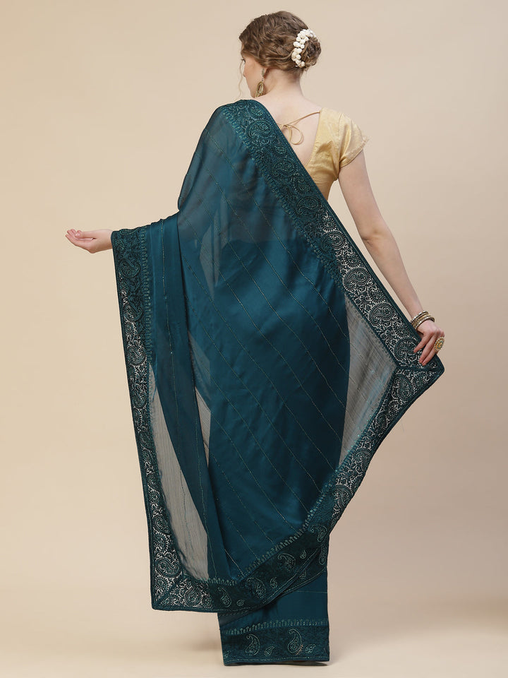 Resham Border Chiffon Embroidered Saree