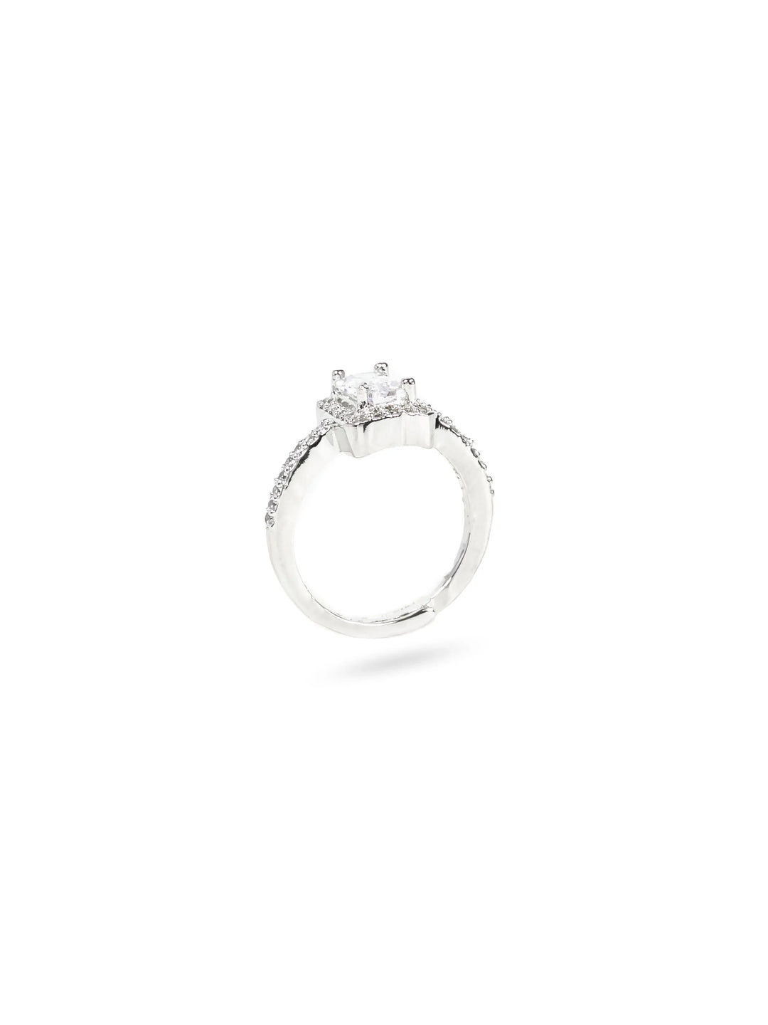 Silver &amp; White AD Stone Ring