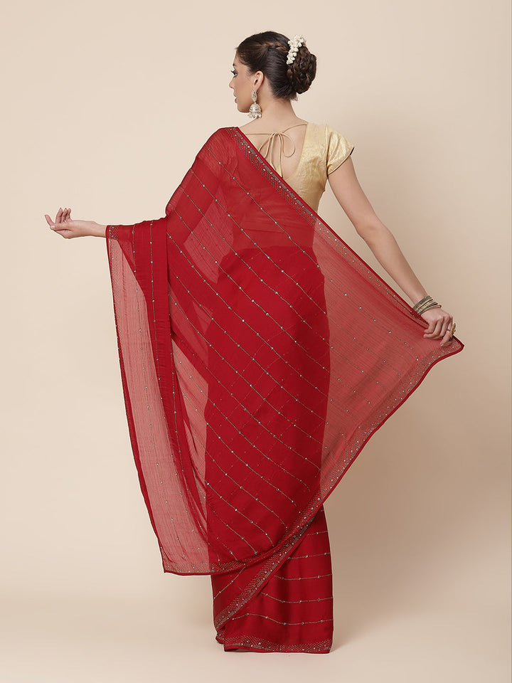 Stone Work Art Chiffon Embroidered Saree