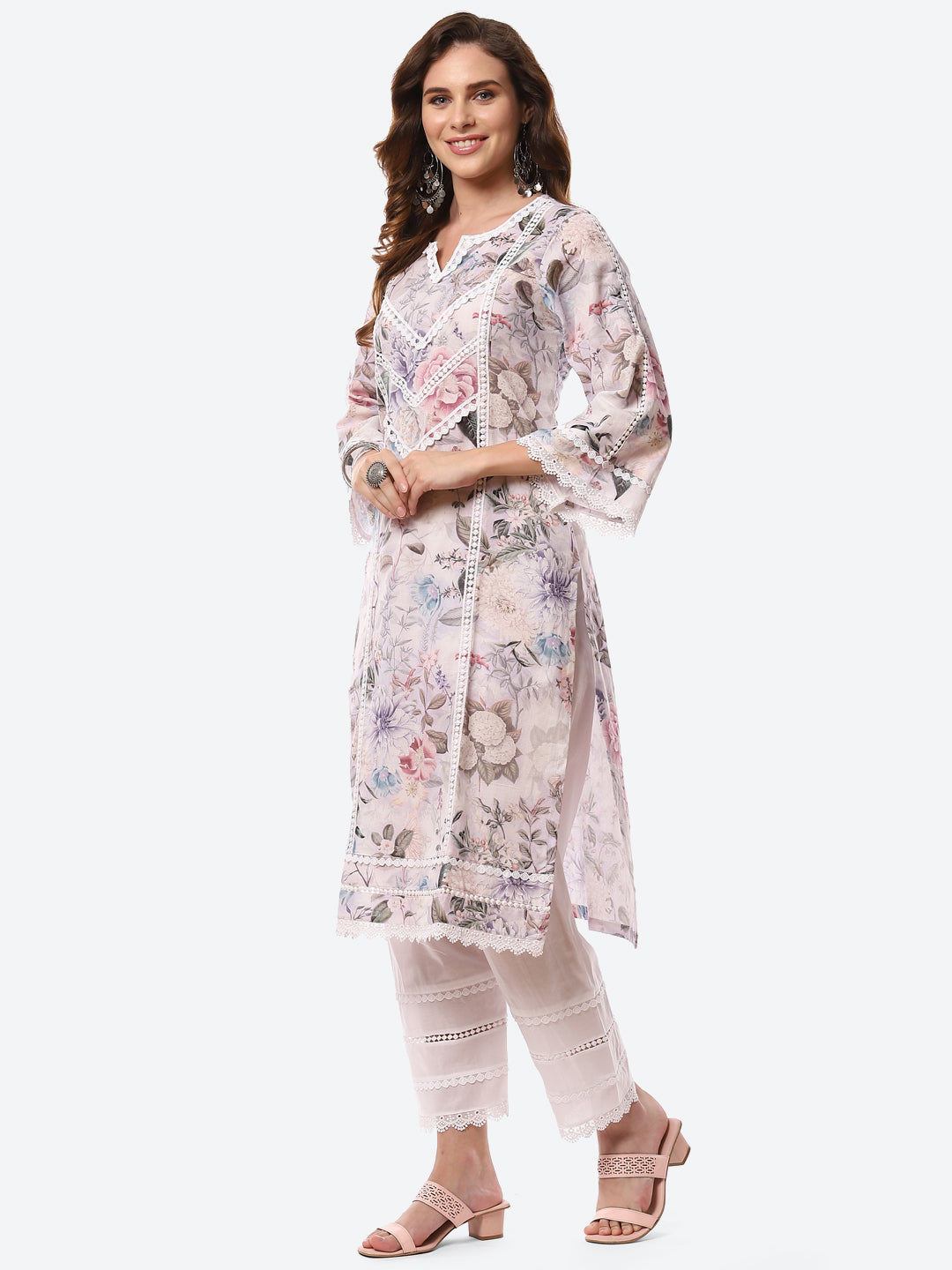Digital Floral Printed Cotton Kurta With Pant