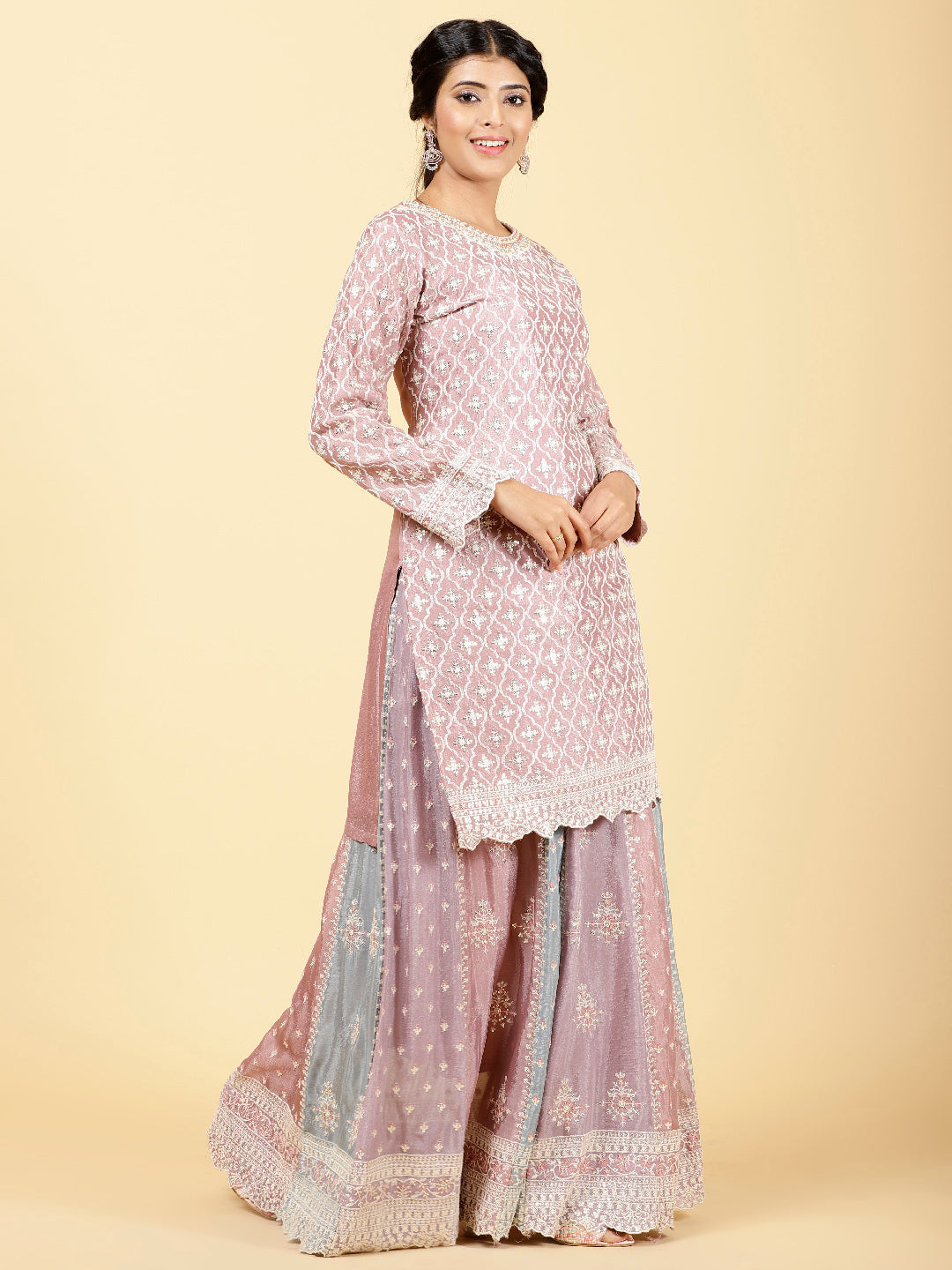 Sequin Embroidered Crepe Choli With Lehenga &amp; Dupatta
