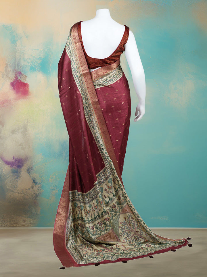 Printed &amp; Woven Design Art Silk Saree