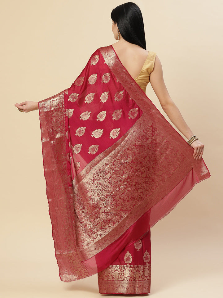 Zari Booti Crepe Plain Saree