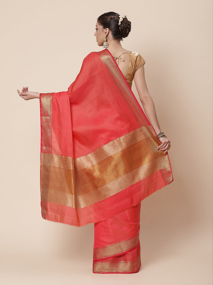 Jacquard Zari Border Art Handloom Woven Saree