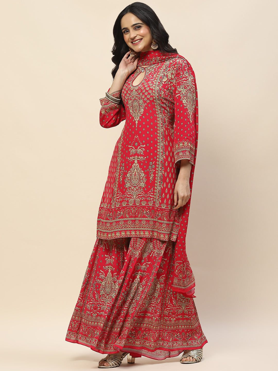Digital Print Crepe Suit Set With Dupatta