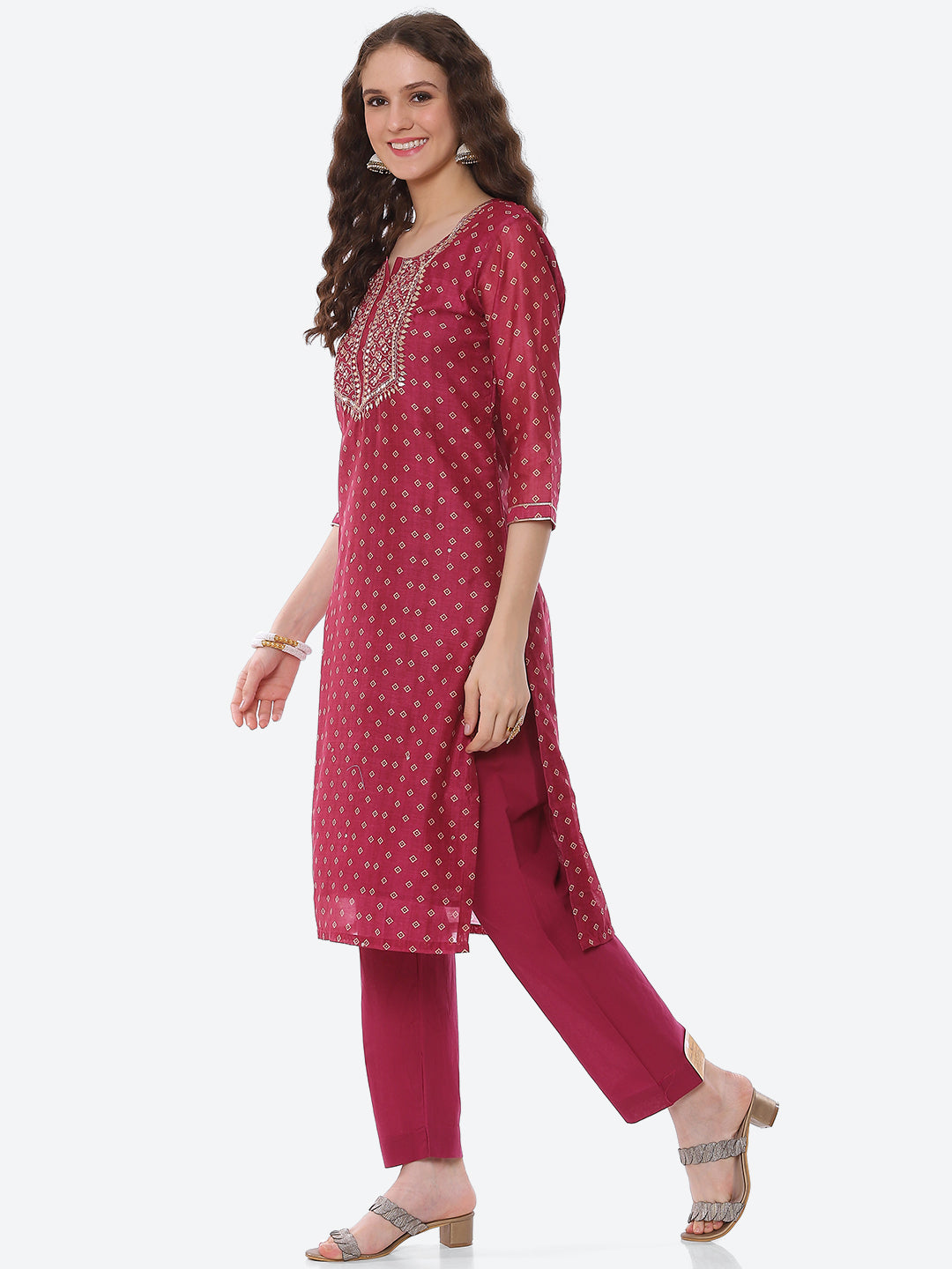 Mirror Gota Border Chanderi Kurta With Pant