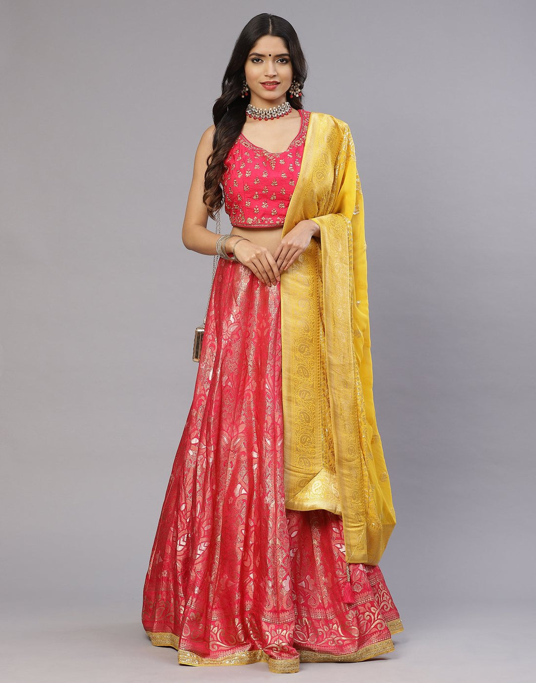 Banarasi Handloom Dupion Laacha with Contrast dupatta