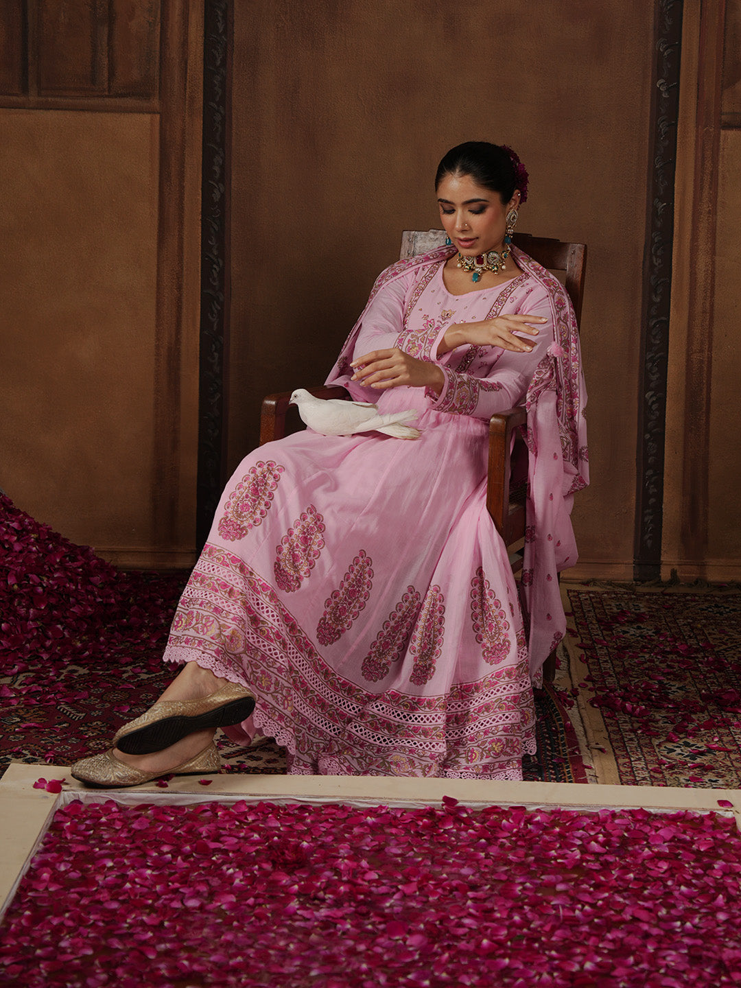 Woven Design Cotton Blend Kurta With Pant &amp; Dupatta