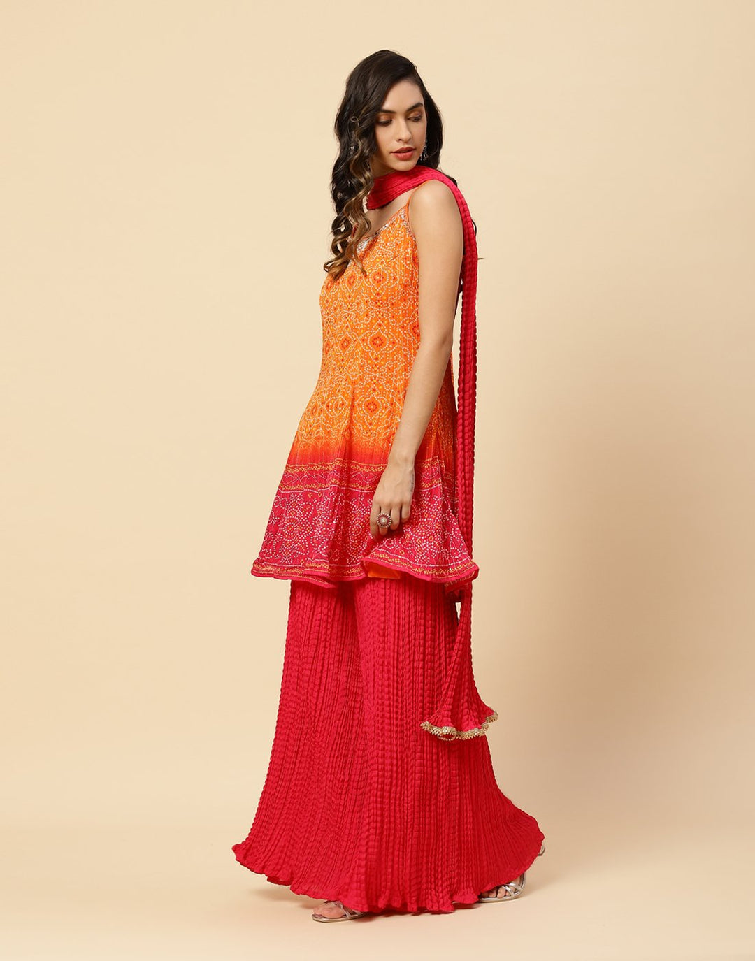 Bandhej Embroidered Georgette Salwar Kameez Stitched Suit With Chiffon Dupatta