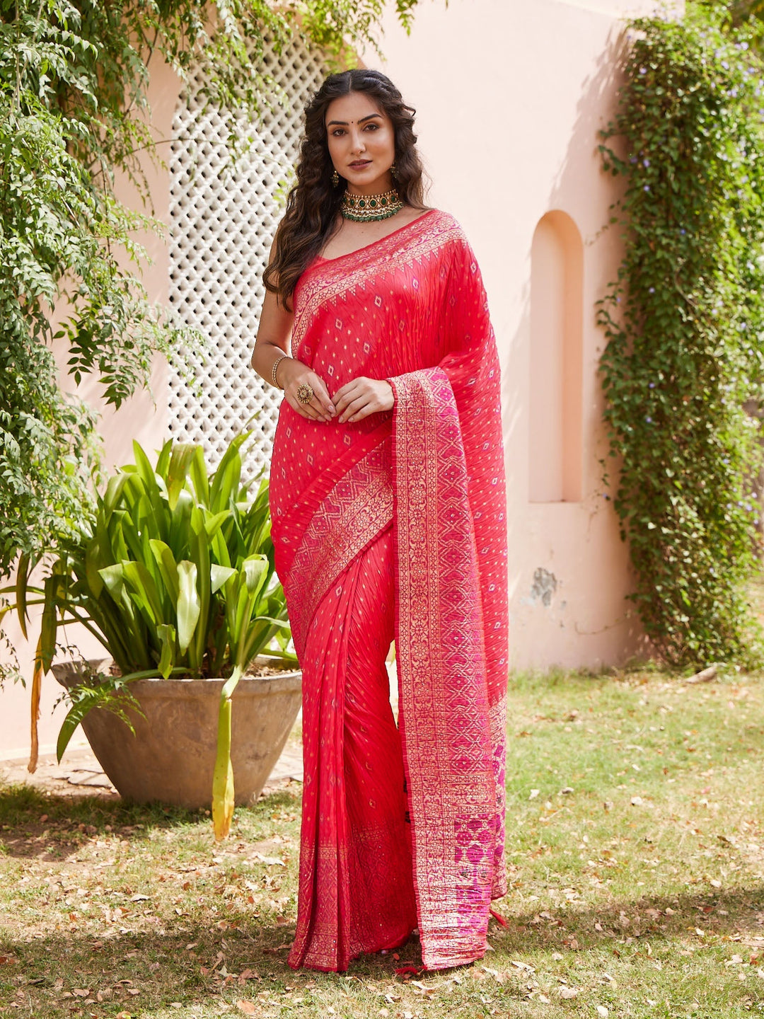 Stone Work Banarsi Woven Saree