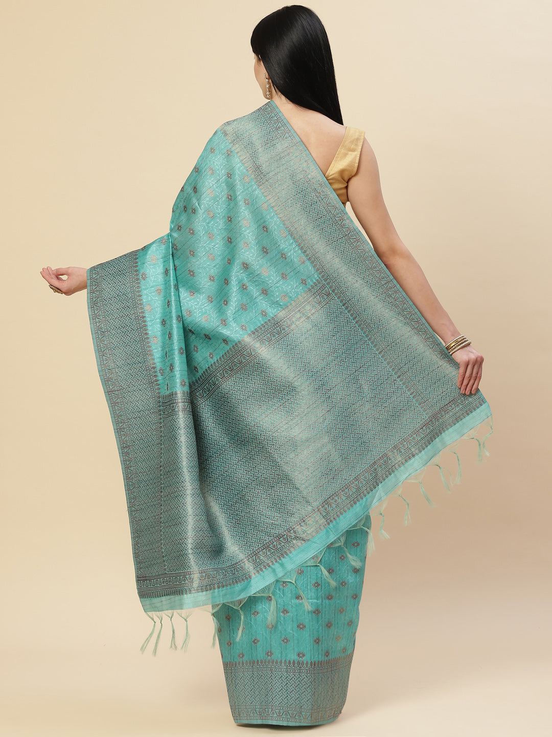 Zari Booti Tussar Woven Saree