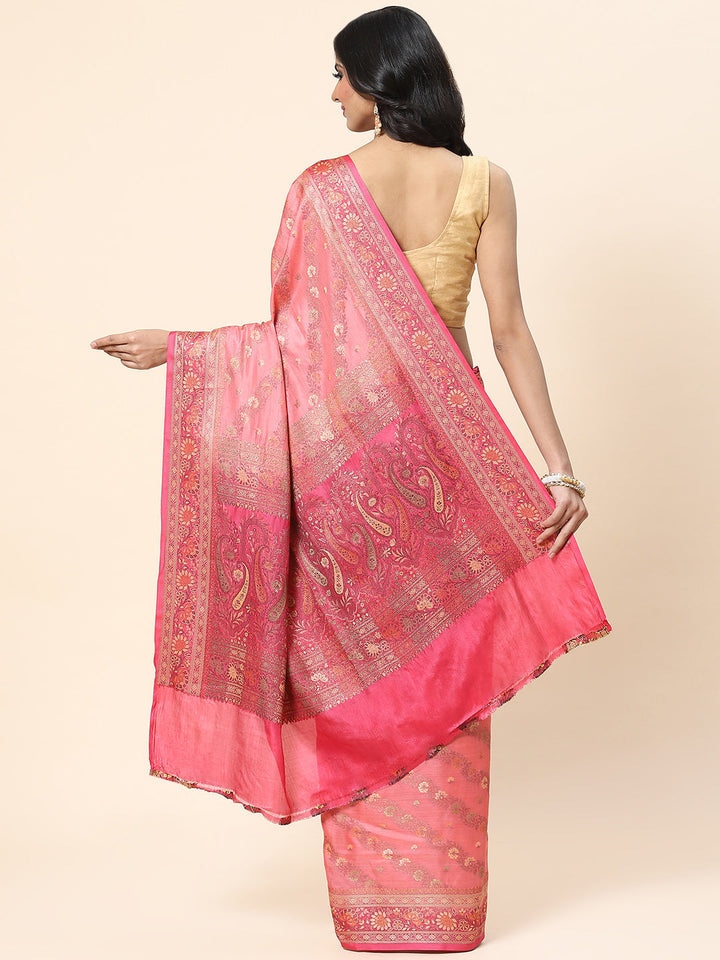 Floral Zari Jaal Tussar Woven Saree