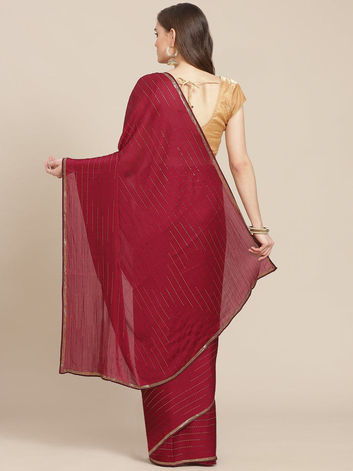 Stone Embroidered Chiffon Saree