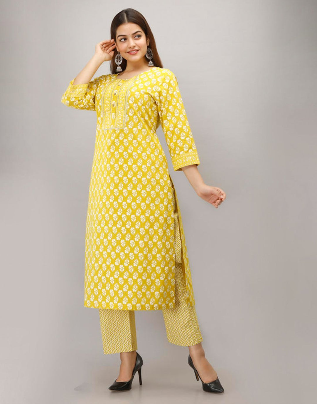 Printed Cotton Kurti With Pant