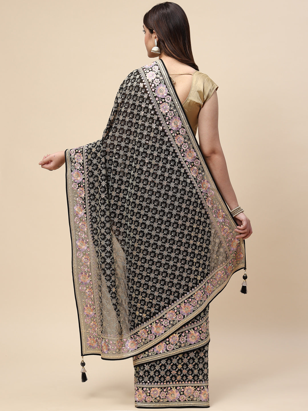 Sequin Embroidered Georgette Saree
