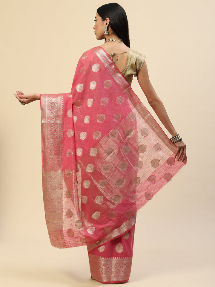 Zari Border Booti Handloom Woven Saree