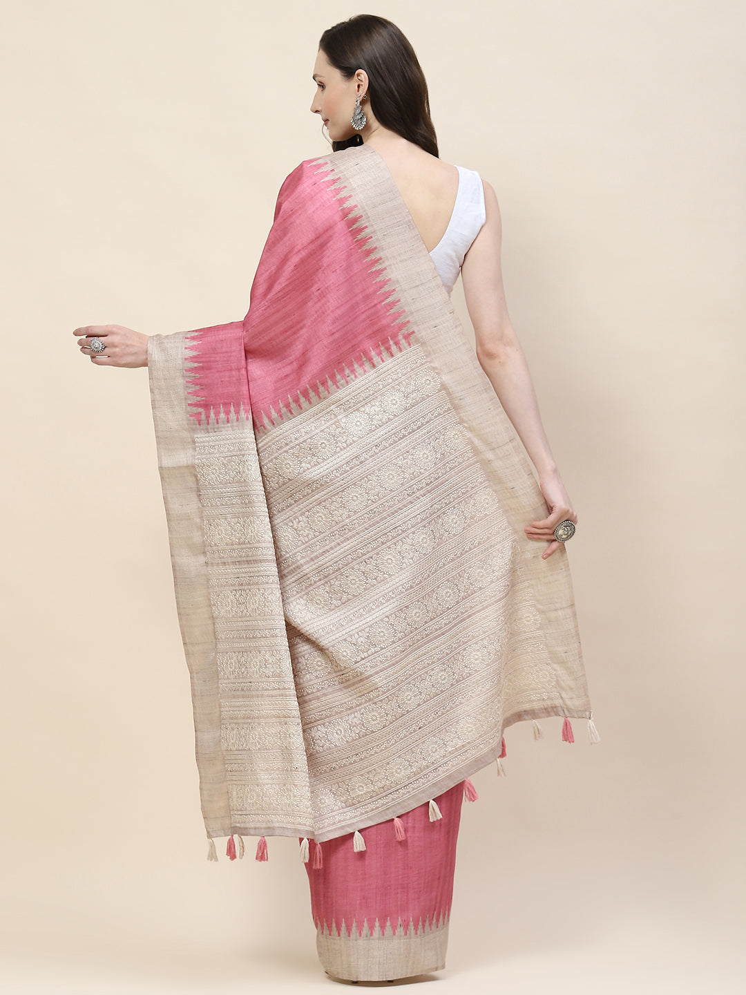Plain Woven Tusser Saree