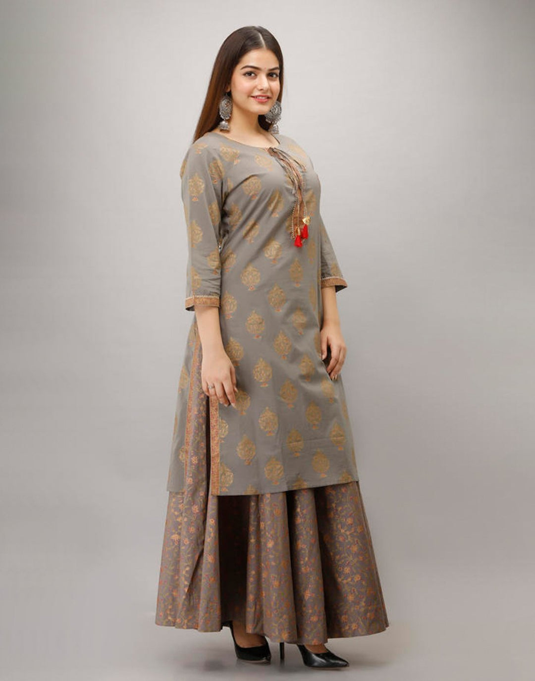 Printed Cotton Kurti With Plazzo