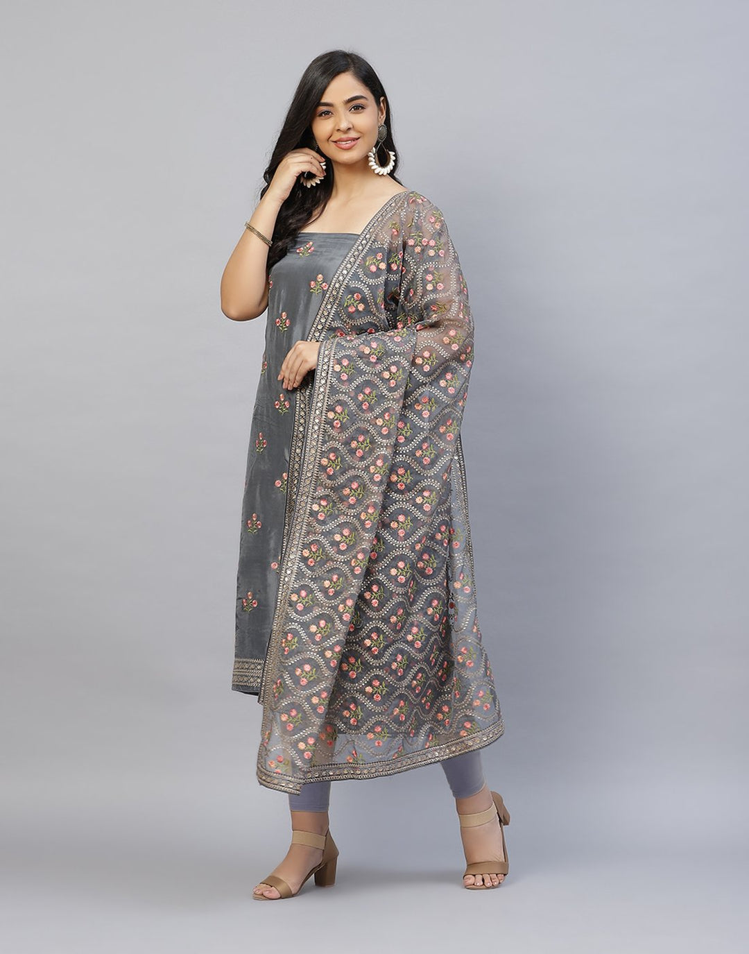 Embroidered Handloom Dupion Suit Piece