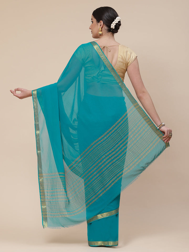 Piped Border Chiffon Plain Saree