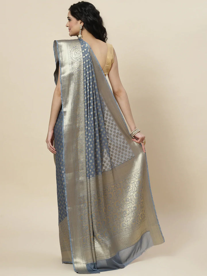 Zari Booti Georgette Plain Saree